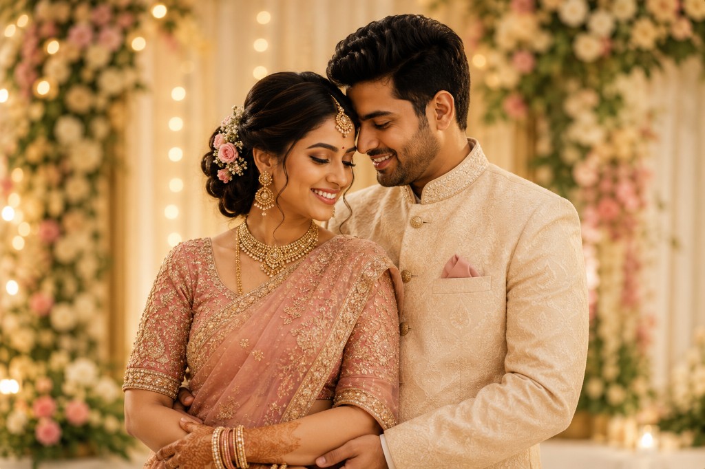 Couple celebrating their wedding